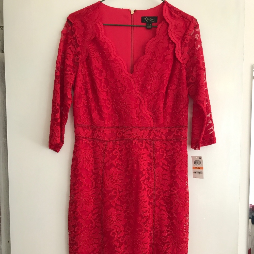 Thalia Sodi red lace dress size small ( about a 6) empire waist.